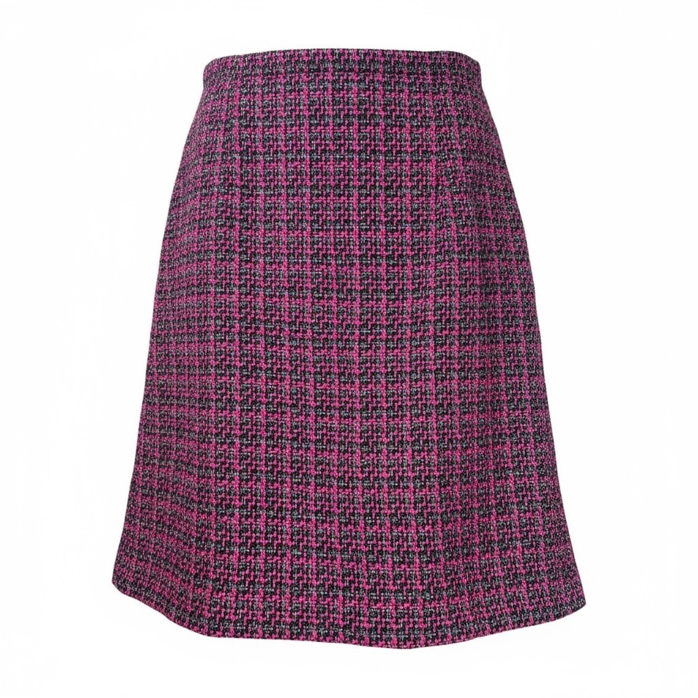 Vintage Pendleton Pink Black Tweed Wool Skirt 16 Petite 16P Lined Back Slit